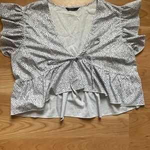 Women's Polka Dot Ruffle Sleeve Top